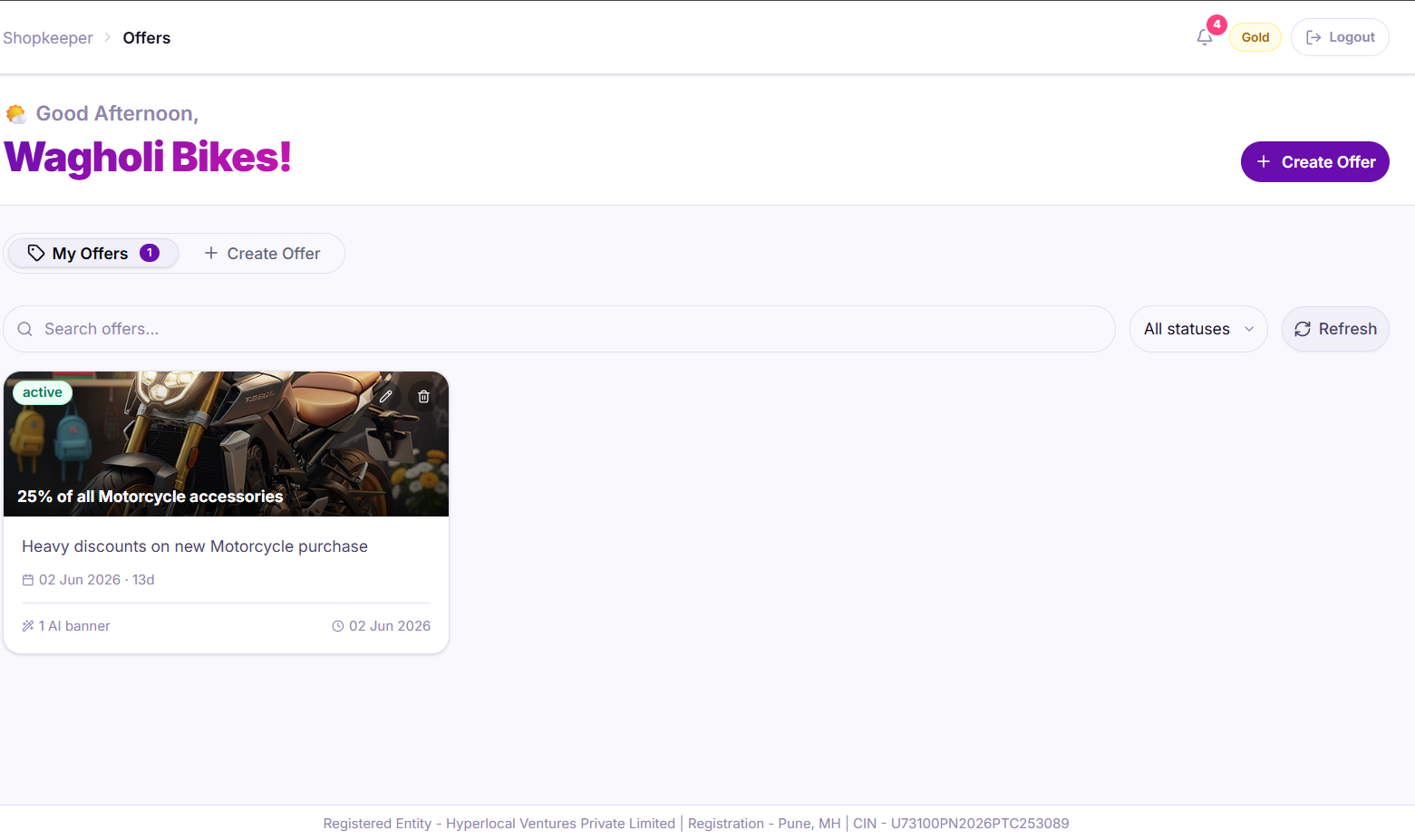 Zopin Offers Dashboard